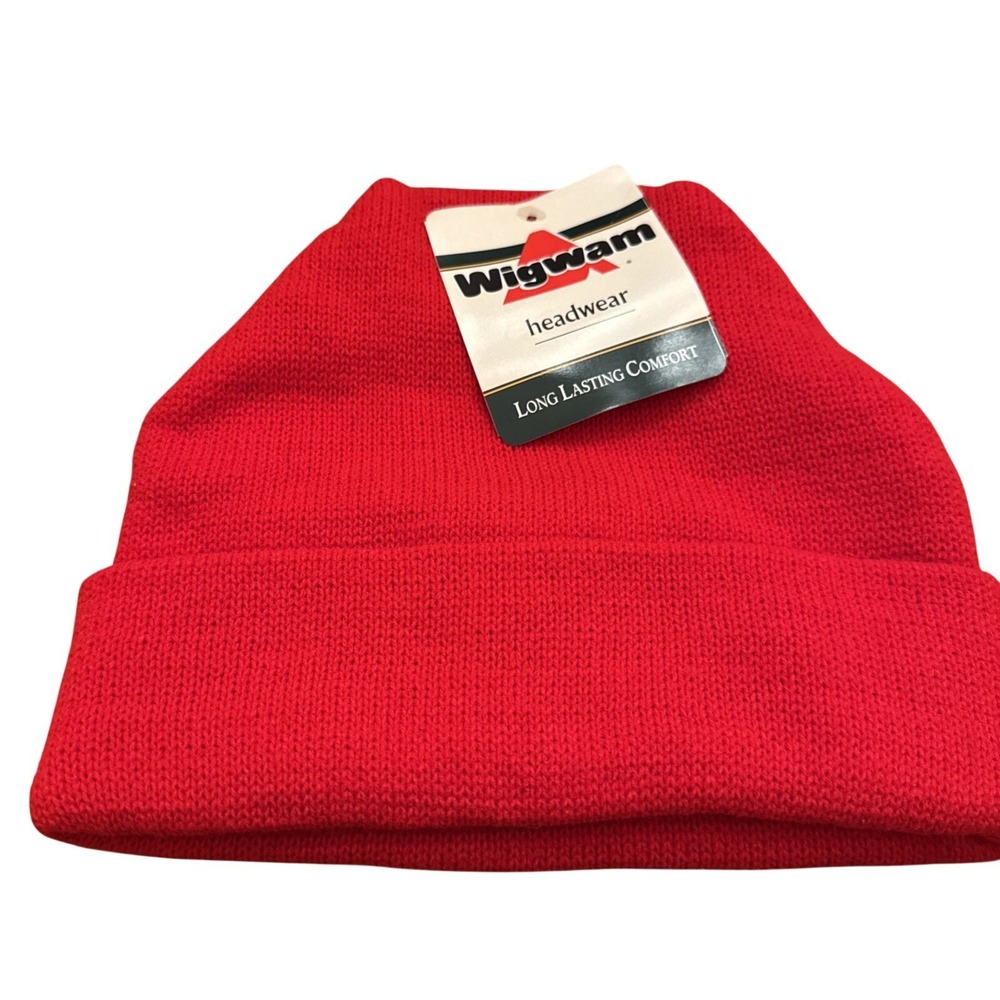 NWT Wigwam Beanie, Wigwam Toboggan Hat, Watch Hat, Red, Frost, Made In USA